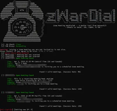 Automated tool to find 100 Zoom meeting IDs per hour