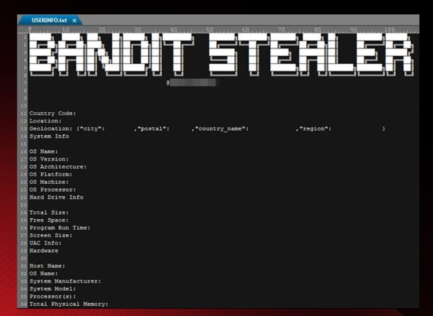 New Bandit Stealer targets web browsers and cryptocurrency wallets